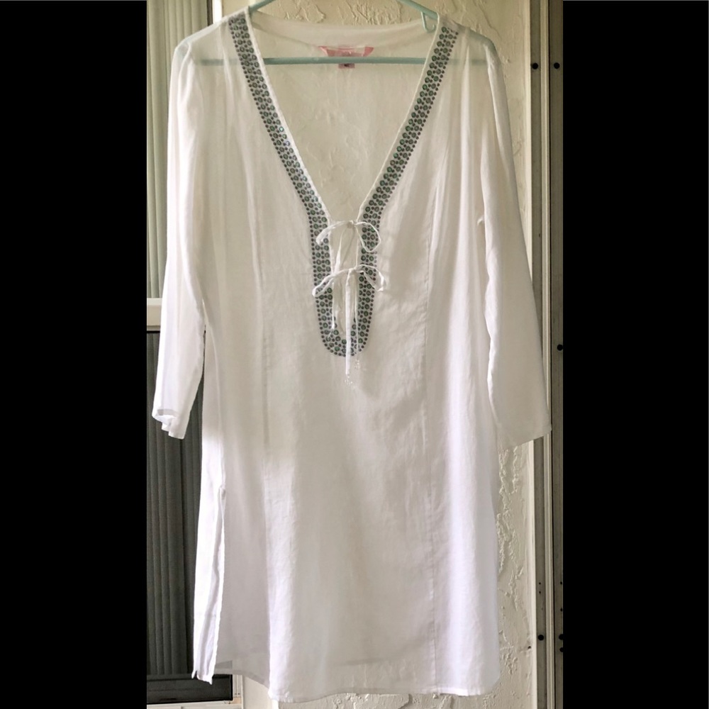VS WHITE EMBELLISHED SWIMSUIT COVERUP M / L EUC